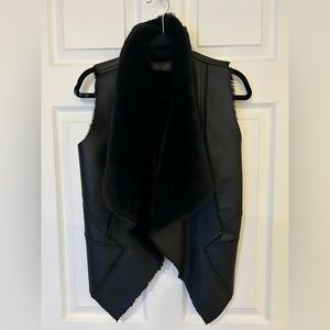 EUC BlankNYC faux fur vegan leather black vest. Size S